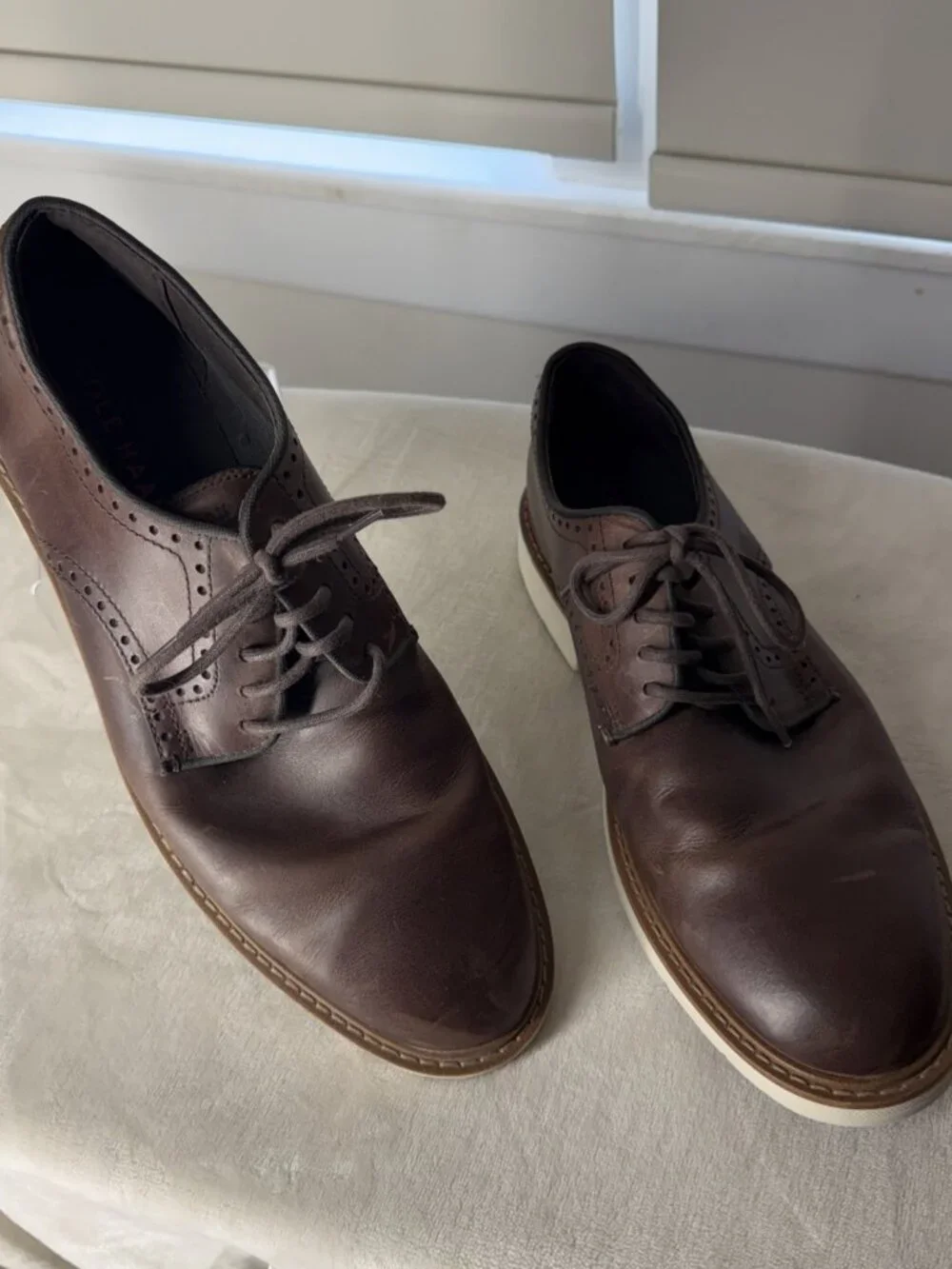 Cole Haan Go-To Plain Toe Oxford Shoes Dark Coffee Brown C35083 Men's Size 10M